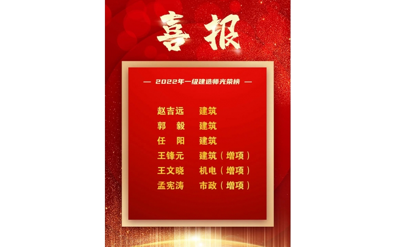 喜報(bào) - 熱烈祝賀天華實(shí)業(yè)集團(tuán)六名員工通過全國一級建造師執(zhí)業(yè)資格考試